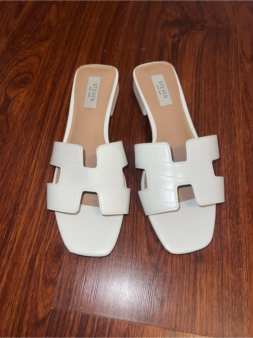 Steven By Steve Madden White Leather Slide Mules - Picture 2 of 7